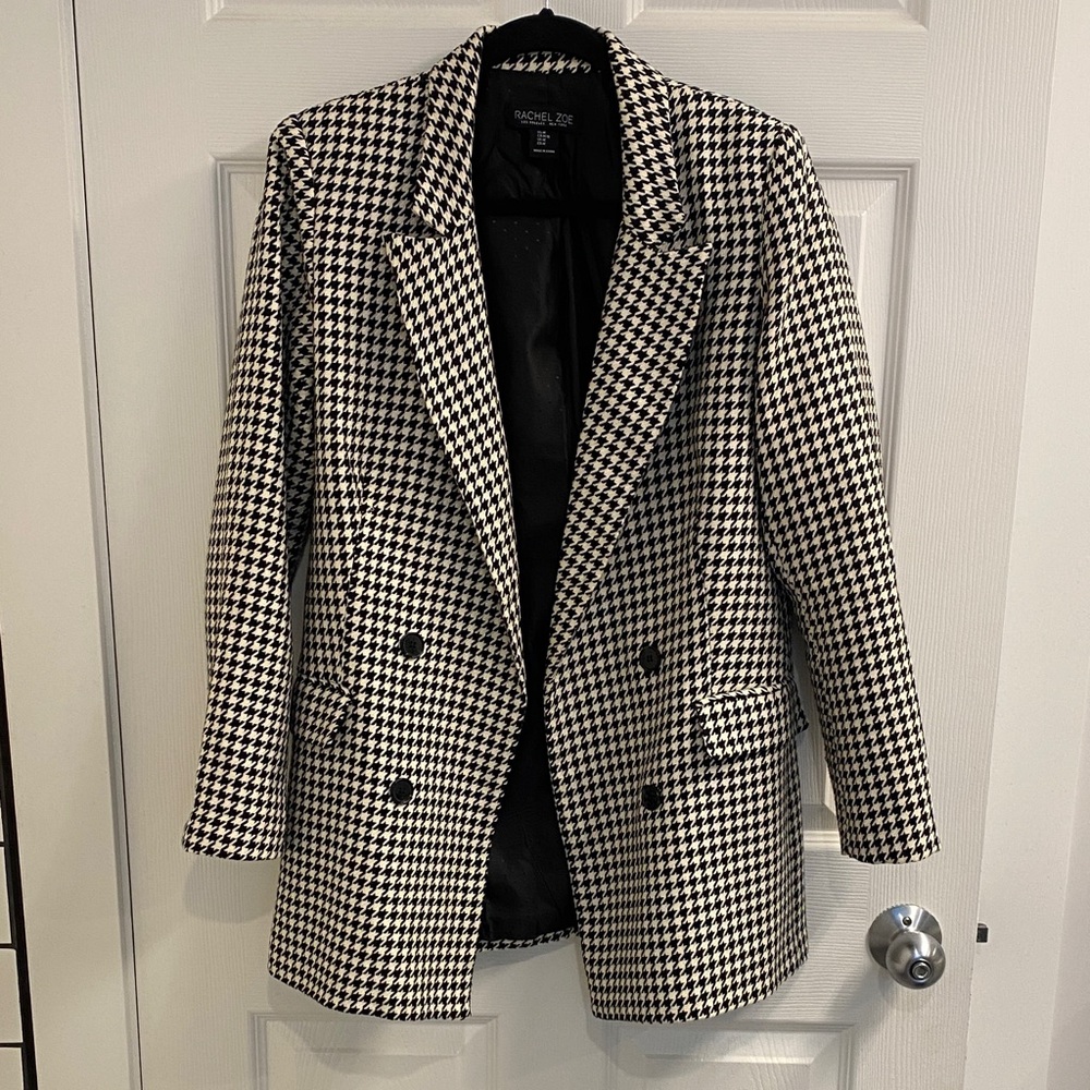 Rachel Zoe Black and White Houndstooth Blazer